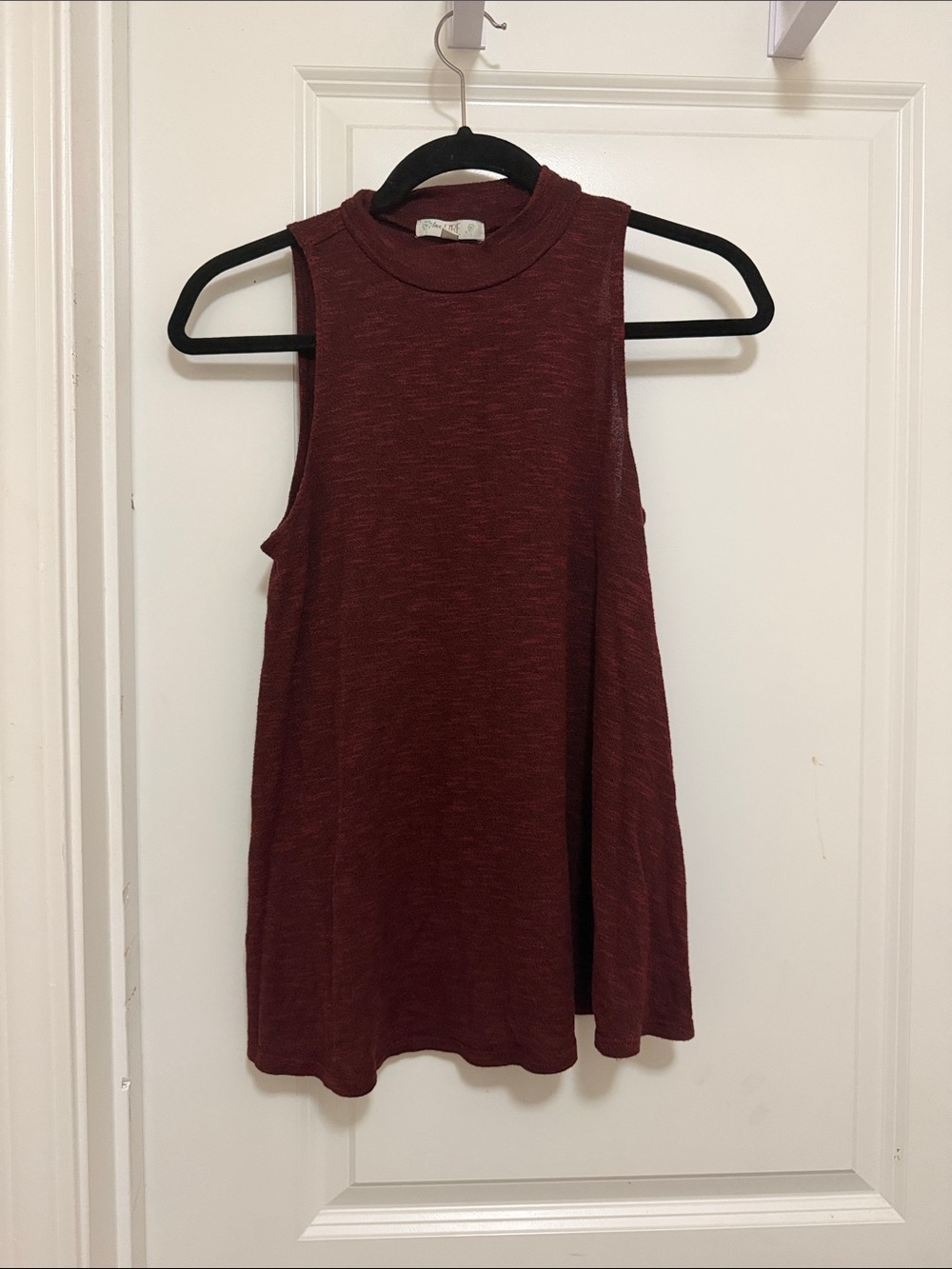 love, Fire Burgundy Mock Neck Swing Tank